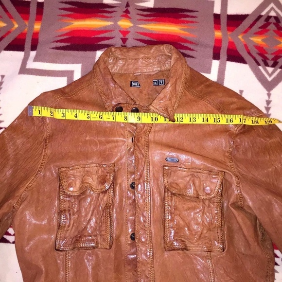 Diesel Leather Brown Western Men Shirt Jacket Sz S - Picture 3 of 8
